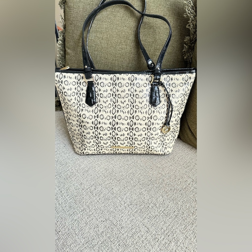Brahmin Black and Cream Tote Bag